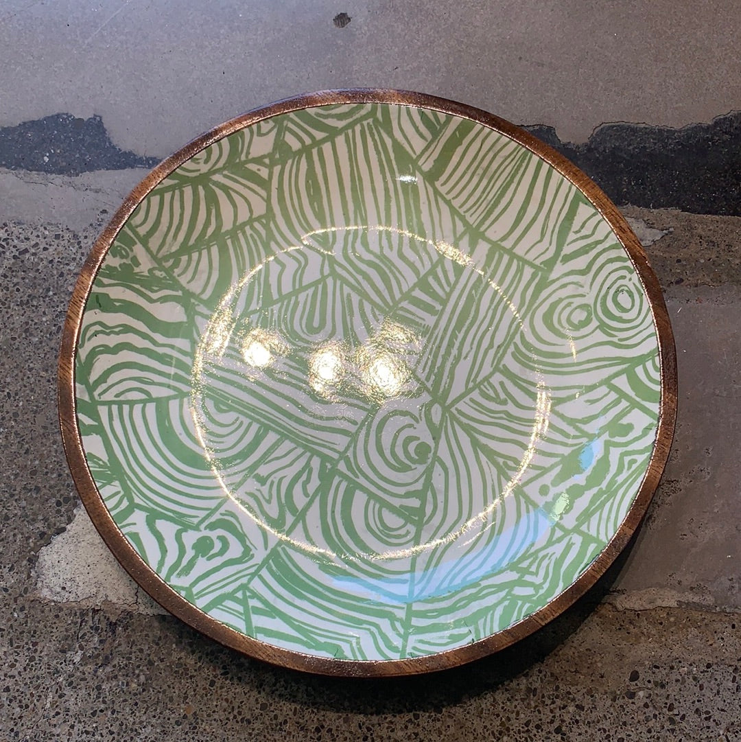 Enamel Wood Bowl Large Green Wood Grain Jeffries General