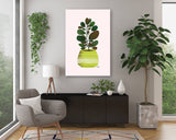 Lime Green Planter - potted plant art print