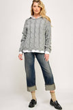 GREY CHUNKY WEAVE SWEATER