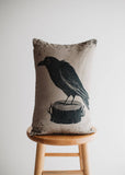 Primitive Black Crow Lumbar Pillow Cover | 18x12 Halloween Décor | Fall Decor | Room Decor | Decorative Pillow | Gift for her | Sofa Pillows
