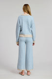 Blue Grey Stripe Sweater flat white