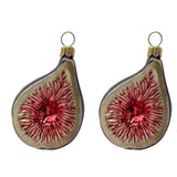 Slice of Fig Fruit Polish Glass Christmas Ornament Set of 2