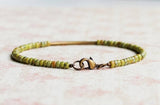 Olive Green Bronze Bar Bracelet