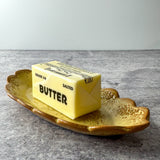 Butter Dish, Snack Plate, Pine Cone Texture, Scalloped Edge