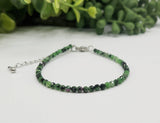 Ruby Zoisite Bracelet Faceted 3MM w/Silver Color Clasp,