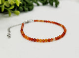 Banded Carnelian Bracelet Faceted 3MM w/Silver Color Clasp,