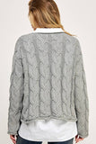 GREY CHUNKY WEAVE SWEATER