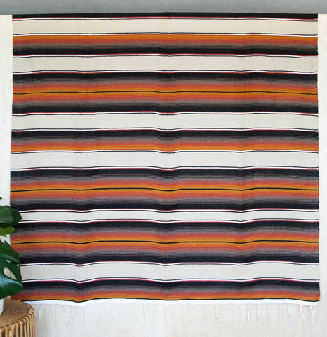 Serape Mexican Blankets - Creme/Rustic Brown