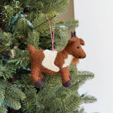 Goat, Brown Spotted, Felt Wool Christmas Ornament
