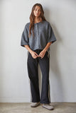 W2486 | Knit Sweater Quarter Sleeve Button Up Cardigan Top