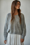 Knit Sweater Ribbed Wide V-Neck Pullover