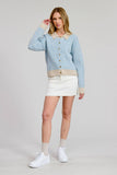 Blue Grey Stripe Sweater flat white