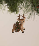 Retro Reindeer With Wreath Ornament deer