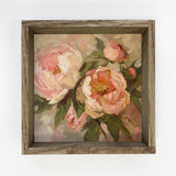 Painted Peonies in Pink - Flower Canvas Wall Art - Framed