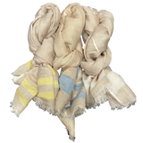 Pure Linen with Fresh Stripes Lightweight Scarf for Women