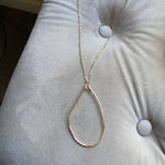 Gold Organic Hammered Hoop Pendant Necklace Chain