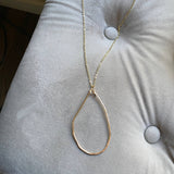 Gold Organic Hammered Hoop Pendant Necklace Chain