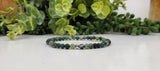 Moss Agate Stretchable Bracelet 4MM Beads - 7.5" Long