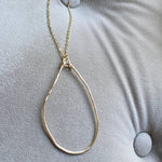 Gold Organic Hammered Hoop Pendant Necklace Chain