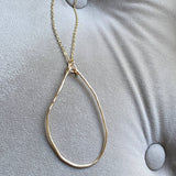 Gold Organic Hammered Hoop Pendant Necklace Chain