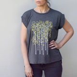 Aspen Trees Fall Leaves Rolled Cuff Muscle Tee Heather Gray