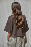 W2486 | Knit Sweater Quarter Sleeve Button Up Cardigan Top