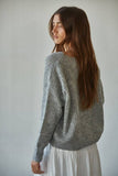 Knit Sweater Ribbed Wide V-Neck Pullover