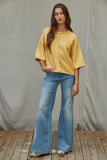 W2486 | Knit Sweater Quarter Sleeve Button Up Cardigan Top