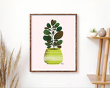 Lime Green Planter - potted plant art print