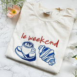 Embroidered Le Weekend French Coffee & Croissant Shirt