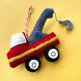 Tow Truck Felt Wool Christmas Ornament