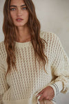 Knit Cable Sweater - Crew Neck, Long Sleeve