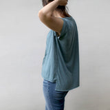Forest Fern Leaves Women's Rolled Cuff Muscle Tee Deep Teal