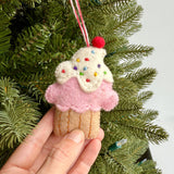 Cupcake Felt Wool Christmas Ornament