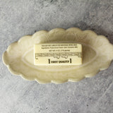 Butter Dish, Snack Plate, Pine Cone Texture, Scalloped Edge