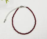 Garnet Bracelet Faceted 3MM w/Silver Color Clasp