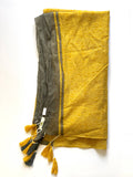 Del Sol Tassel Cotton Scarf Mustard Grey