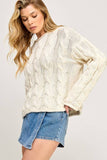 GREY CHUNKY WEAVE SWEATER