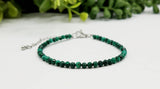 Malachite Bracelet Faceted 3MM w/Silver Color Clasp