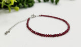 Garnet Bracelet Faceted 3MM w/Silver Color Clasp