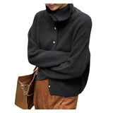 Beige Tan Ribbed Button Front Loose Cardigan