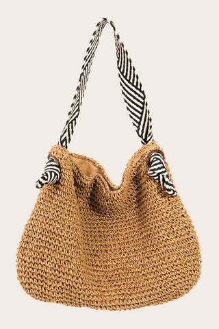 Striped Strap Straw Braid Bag