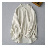 Linen Cotton Poet Top Long Sleeved Shirt