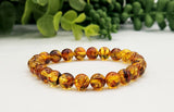 Amber 8mm Stretchable Bracelet-7.5"Long-100% Natural