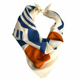 Workday Botanical Scarf | 100% Silk Bandana | Navy Rust