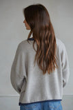 Taupe Ecru Orange Trim Sweater Crew Neck Cardigan