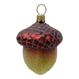 Glittery Acorn Polish Glass Christmas Tree Ornament Set of 2