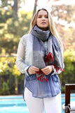 Nile Blue Cotton Scarf with Tassels