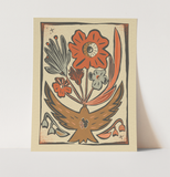 "Providing Bird" Colorful Wildflower Bird Art Print Boho