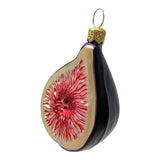Slice of Fig Fruit Polish Glass Christmas Ornament Set of 2